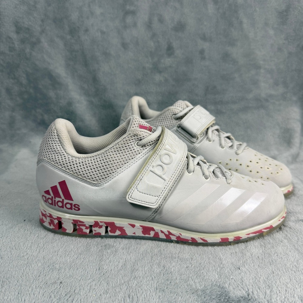 Adidas Mens 9.5 Pink White Powerlift Weightlifting Shoes AC7470 Utility Gorpcore
